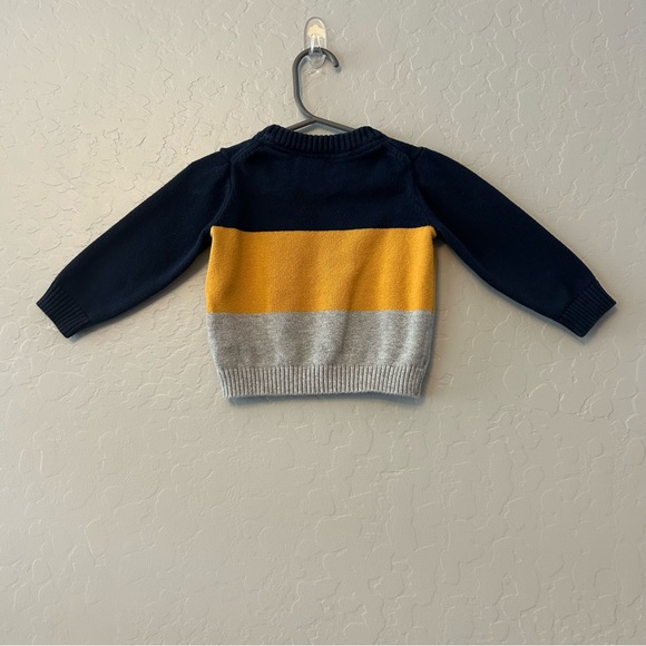Janie and Jack colorblock navy, mustard and gray sweater size 12-18 months - Picture 8 of 9